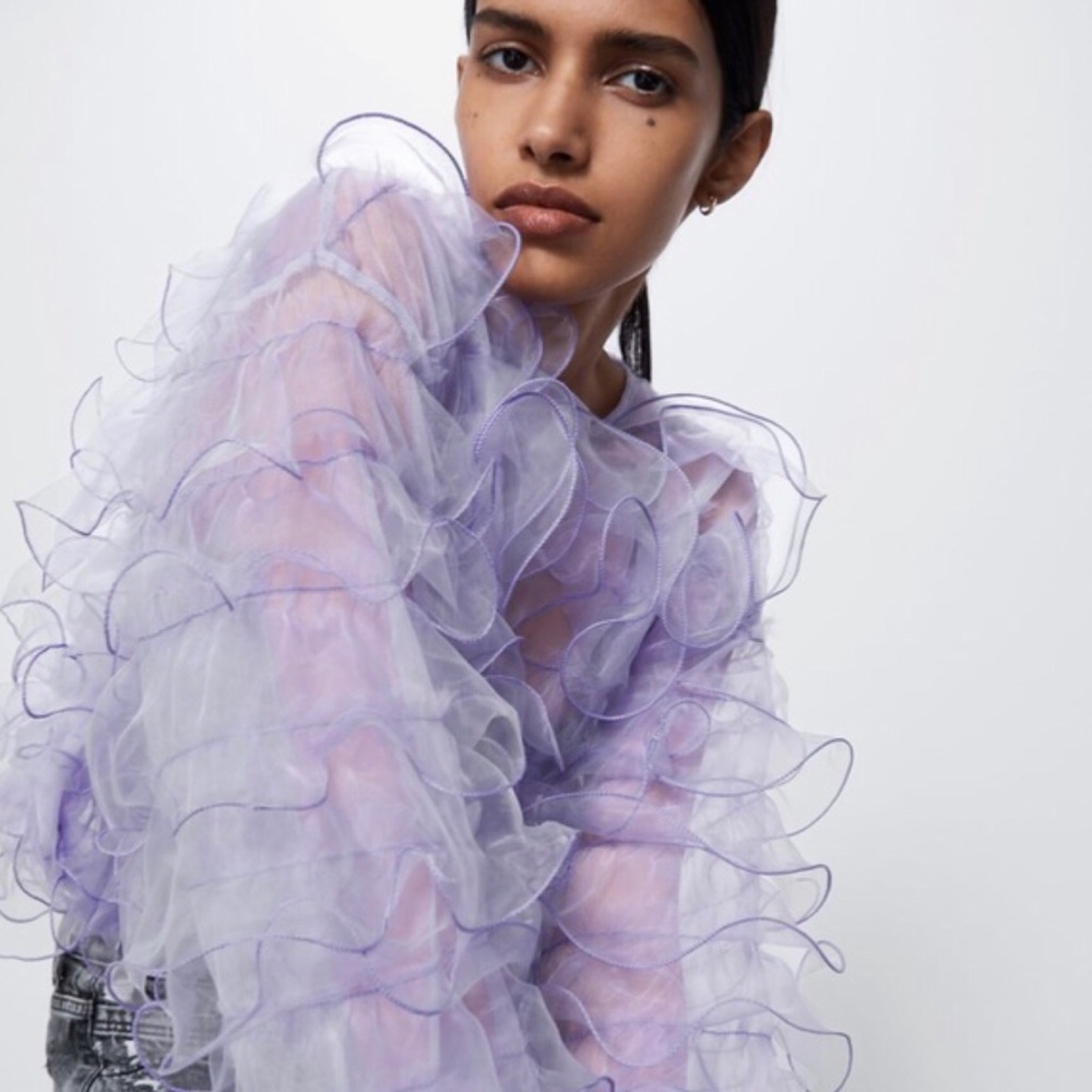 Zara Lilac Ruffled Top